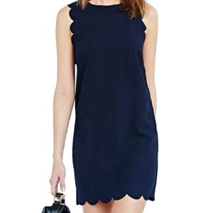 J Crew Factory Navy Blue scalloped sleeveless dress, size 12